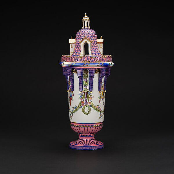One of a pair of lidded vases with cover (Vase en tour), Sèvres Manufactory  French, Soft-paste porcelain, French