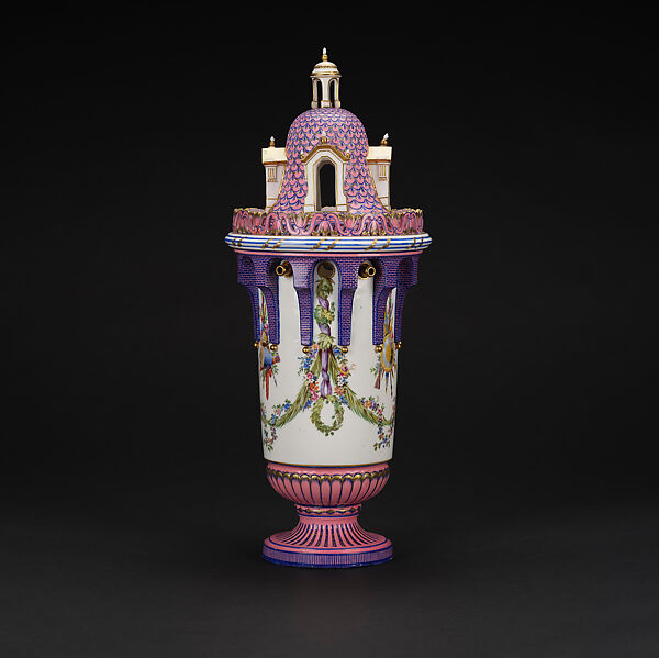 One of a pair of lidded vases with cover (Vase en tour), Sèvres Manufactory (French, 1740–present), Soft-paste porcelain, French 