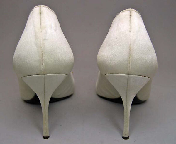 Evening shoes, House of Dior (French, founded 1946), silk, leather, glass, metallic thread, French
