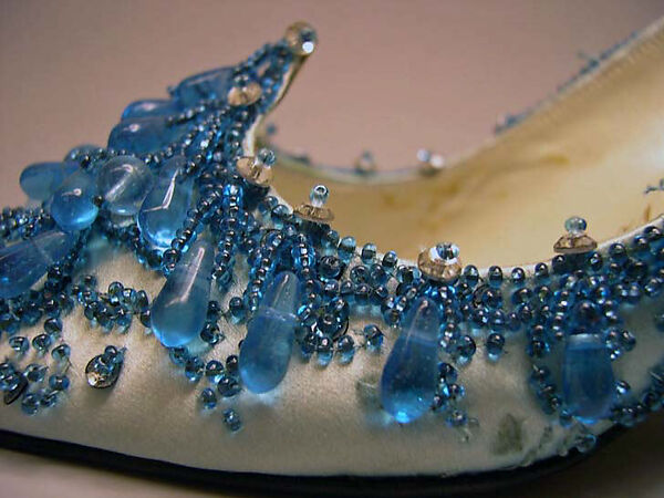 Evening shoes, House of Dior (French, founded 1946), silk, leather, glass, French