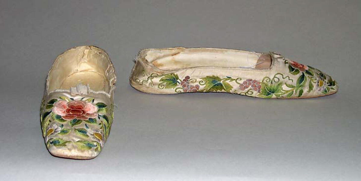 Slippers, silk, leather, Chinese 