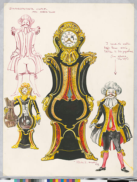 Cogsworth, concept art for Beauty and the Beast (1991), Peter J. Hall  American, Watercolor, marker, and graphite on paper, American