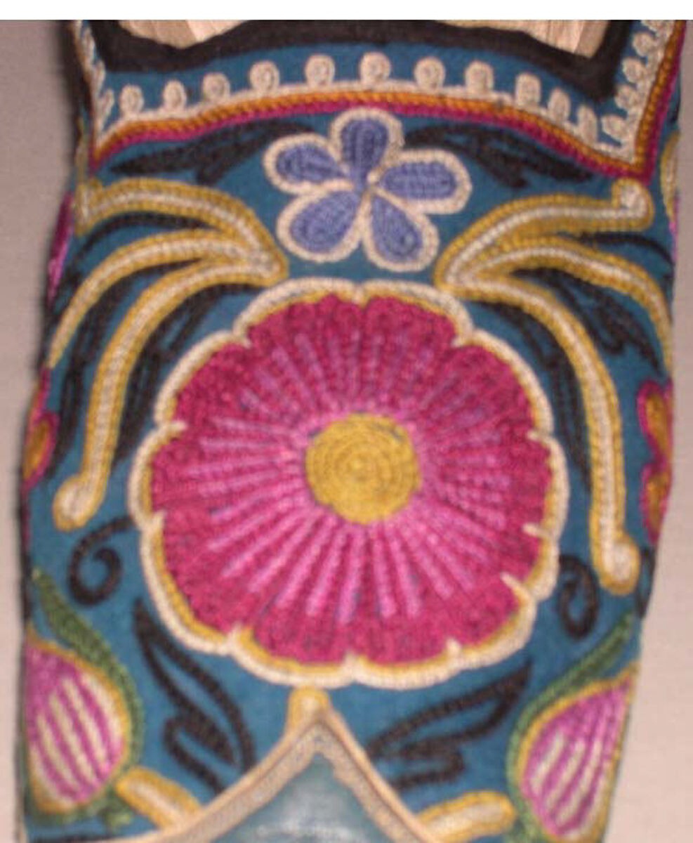 Slippers, silk, metallic thread, cotton, British