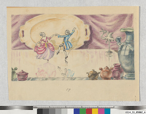 Story Sketch for The China Shop (1934), Disney Studio artist, Graphite and colored pencil on paper, American