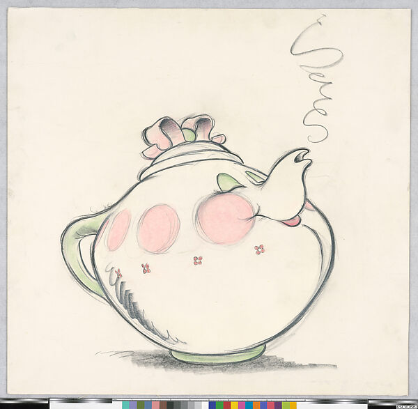 Mrs. Potts, concept art for Beauty and the Beast (1991), Chris Sanders, Pastel on paper, adhered to board, American