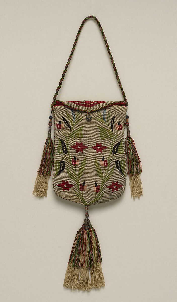 Purse, metal, cotton, silk, Syrian, Aleppo or Damascus 