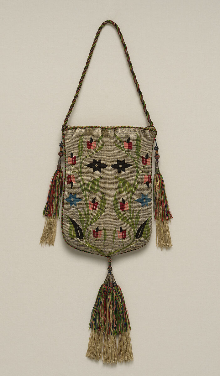 Purse, metal, cotton, silk, Syrian, Aleppo or Damascus