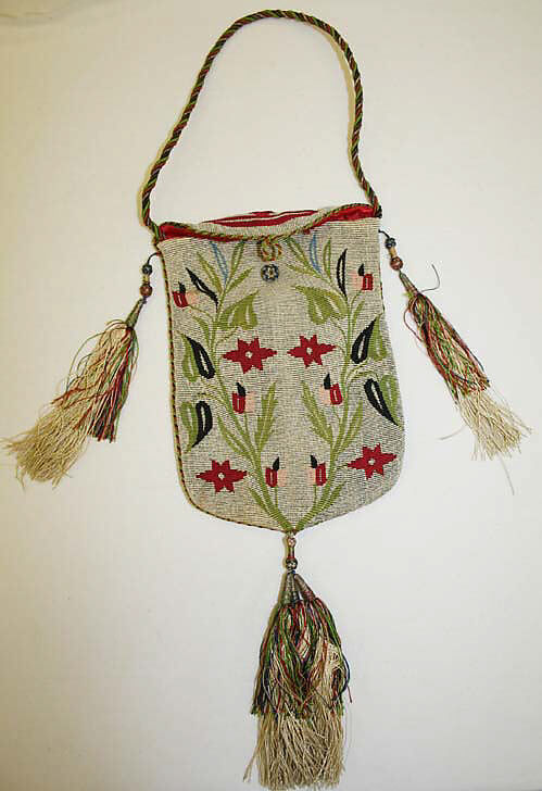 Purse, metal, cotton, silk, Syrian, Aleppo or Damascus