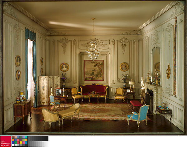 Louis XV boudoir, 1740–60, Narcissa Niblack Thorne  American, Miniature room, mixed media, American
