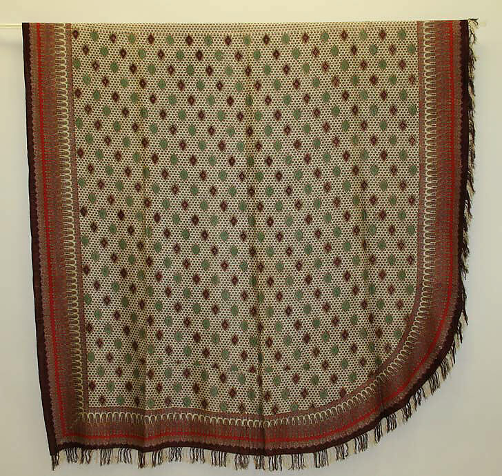 Shawl, silk, wool, European 