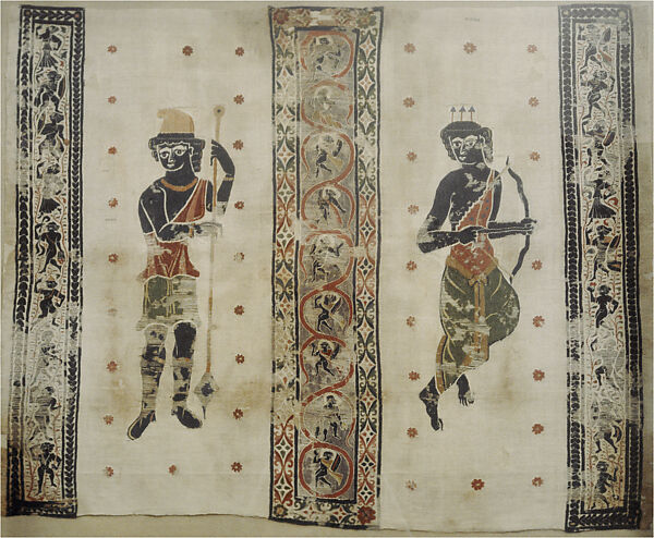 Textile Fragment with Artemis and Actaeon(?), Linen and wool; tapestry and plain weave, Byzantine (Akhmim (?), Egypt) 