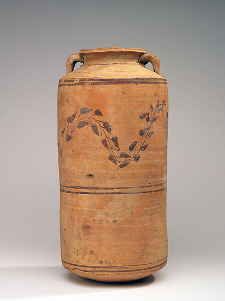 Cylindrical Jar with Two Small Handles, Ceramic, painted, Nubian (Sudan)