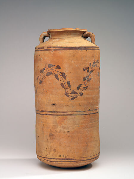 Cylindrical Jar with Two Small Handles, Ceramic, painted, Nubian (Sudan) 