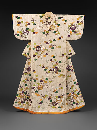 Over Robe (Uchikake) with Genji Wheels and Wild Ginger Leaves