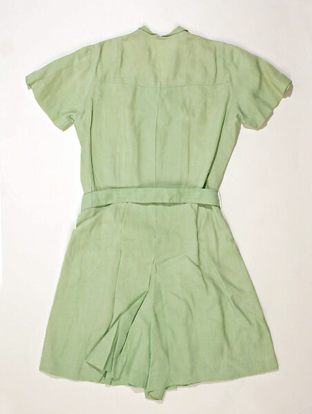 Playsuit, linen, cotton, probably American