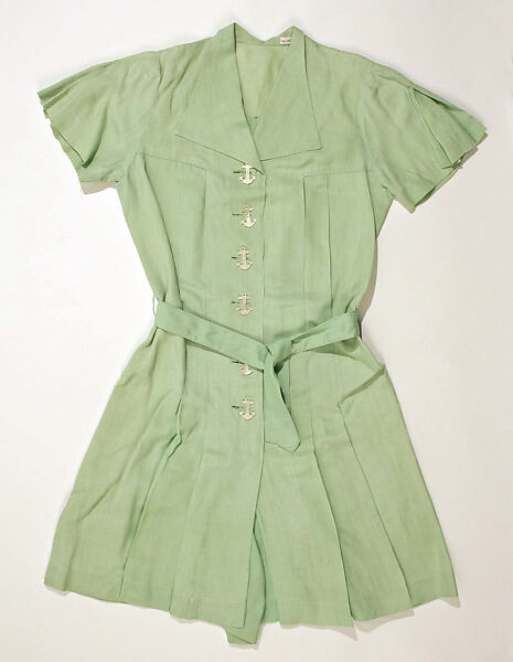 Playsuit, linen, cotton, probably American 