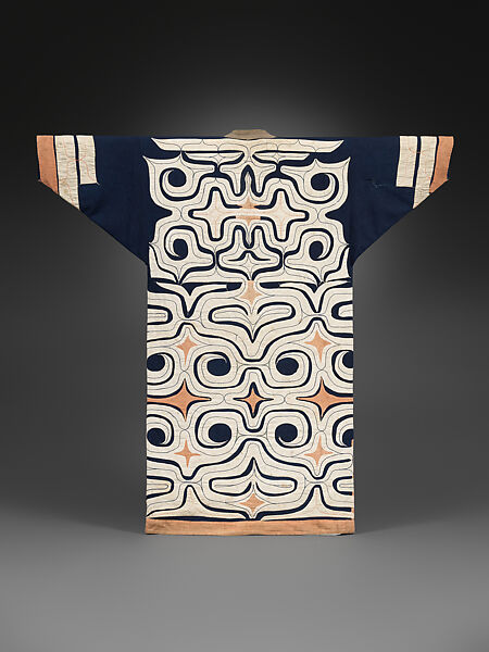 Ainu Coat (Kaparamip), Cotton, appliqué, and decorative stitches, Japan