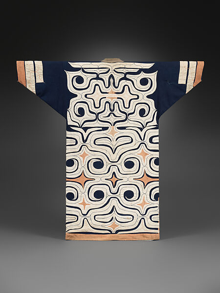 Ainu Coat (Kaparamip), Cotton, appliqué, and decorative stitches, Japan 