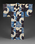 Meisen Summer Kimono with Comma (Tomoe) Patterns, Plain-weave machine-spun silk warps with twisted silk and rayon wefts in double ikat (heiyō-gasuri), Japan