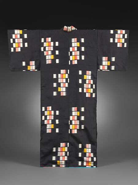 Meisen Kimono with Stylized Windows | Japan | Showa period (1926–89 ...