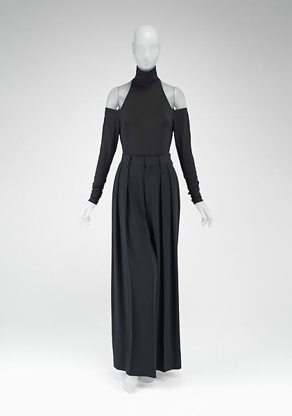 Trousers, Donna Karan New York (American, founded 1985), synthetic silk fiber, metal, plastic, American 