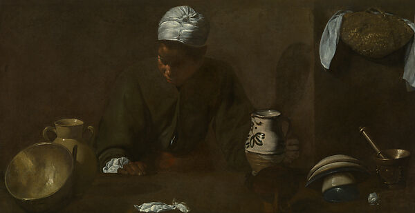 Kitchen Maid, Velázquez (Diego Rodríguez de Silva y Velázquez) (Spanish, Seville 1599–1660 Madrid), Oil on canvas 