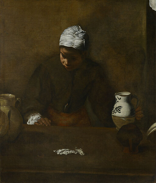 Kitchen Maid, Velázquez (Diego Rodríguez de Silva y Velázquez) (Spanish, Seville 1599–1660 Madrid), Oil on canvas 