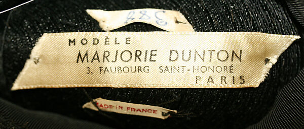 Hat, straw, feathers, cotton, silk, French