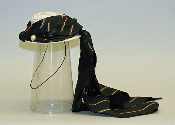 Hat, Hattie Carnegie (American (born Austria), Vienna 1889–1956 New York), straw, silk, American 
