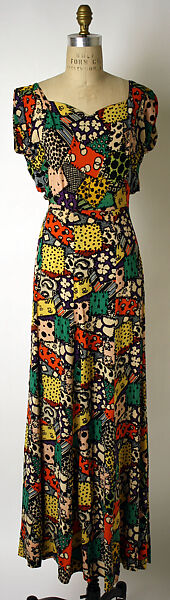 Dinner ensemble, Elsa Schiaparelli (Italian, 1890–1973), synthetic fiber, French