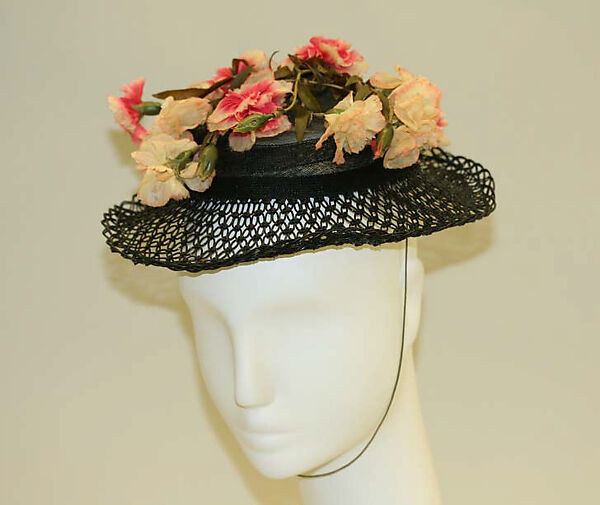 Hat, Elsa Schiaparelli (Italian, 1890–1973), silk, nylon, cotton, plastic, French