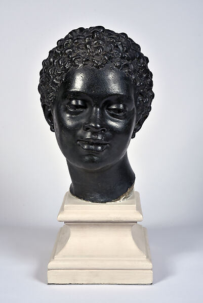 Head of a Woman, Jean Antoine Houdon (French, Versailles 1741–1828 Paris), Plaster and paint, French 