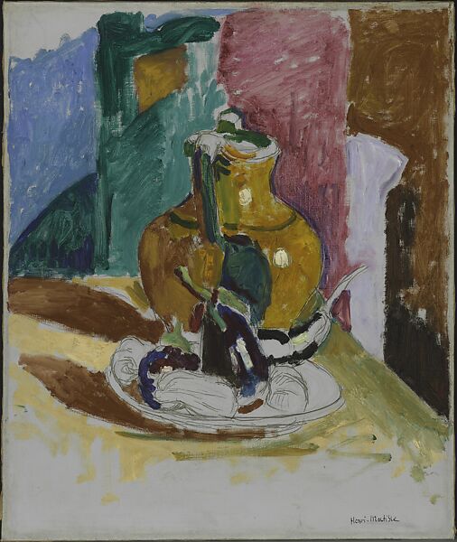 Yellow Pottery from Provence (Poterie jaune de Provence), Henri Matisse (French, Le Cateau-Cambrésis 1869–1954 Nice), Oil and pen and ink on canvas 