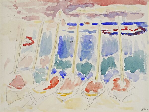 Barques at Faubourg (Barques au Faubourg), Henri Matisse (French, Le Cateau-Cambrésis 1869–1954 Nice), Watercolor and graphite on paper 