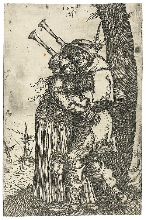 The Bagpiper and his Mistress, Sebald Beham (German, Nuremberg 1500–1550 Frankfurt), Etching 