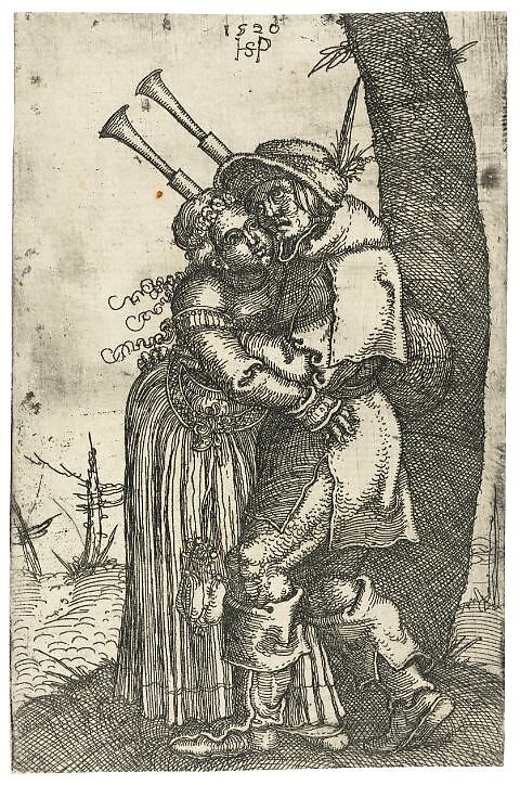 The Bagpiper and his Mistress, Sebald Beham  German, Etching