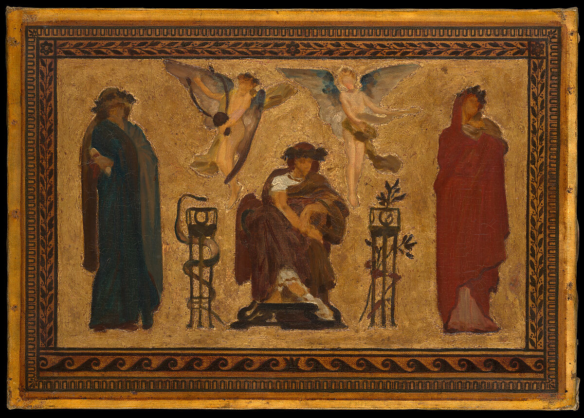 Study for the Ceiling of the Marquand Music Room, Frederic, Lord Leighton (British, Scarborough 1830–1896 London), Oil and gold on canvas