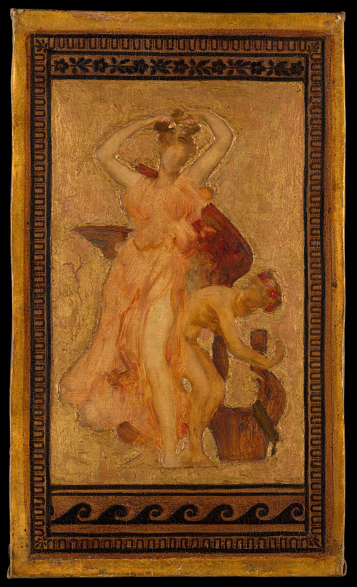 Study for the Ceiling of the Marquand Music Room, Frederic, Lord Leighton (British, Scarborough 1830–1896 London), Oil and gold on canvas