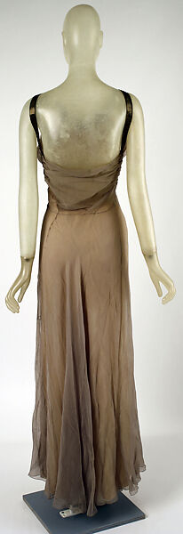 Evening ensemble, House of Vionnet (French, active 1912–14; 1918–39), silk, metallic ribbon, French