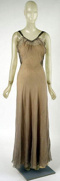 Evening ensemble, House of Vionnet (French, active 1912–14; 1918–39), silk, metallic ribbon, French 