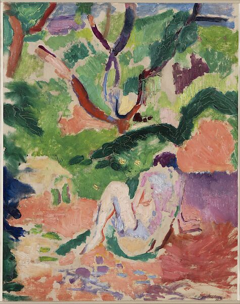 Nude in a Wood (Nu dans la forêt; Nu assis dans le bois), Henri Matisse  French, Oil on board mounted on panel