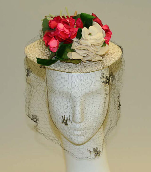 Hat, Bergdorf Goodman (American, founded 1899), straw, cotton, silk, American 