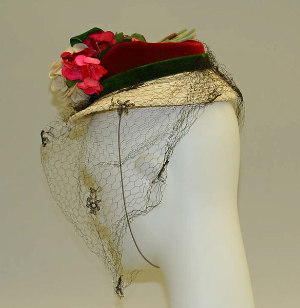 Hat, Bergdorf Goodman (American, founded 1899), straw, cotton, silk, American