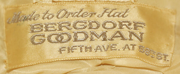 Hat, Bergdorf Goodman (American, founded 1899), straw, cotton, silk, American