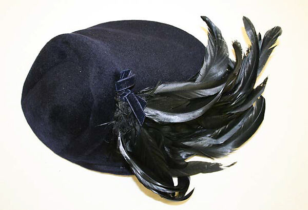 Hat, Jacques Fath (French, 1912–1954), wool, feathers, French 