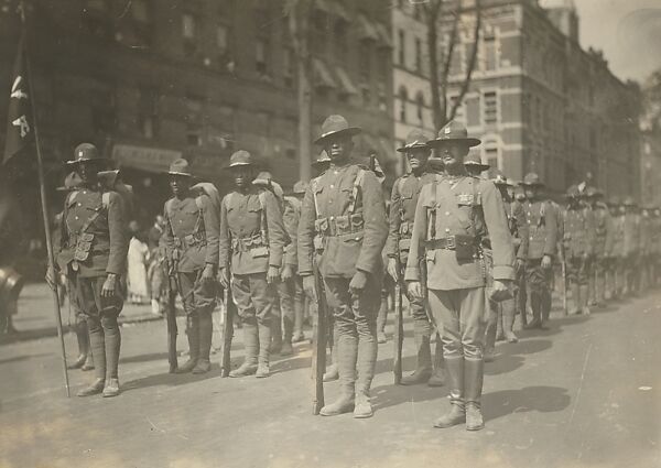 [Soldiers on Parade, Lenox Avenue near 134th Street, Harlem], James Van Der Zee (American, Lenox, Massachusetts 1886–1983 Washington, D.C.), Gelatin silver print 