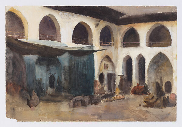 Courtyard Scene, Cairo, Emily Sargent (1857–1936), Watercolor, American 
