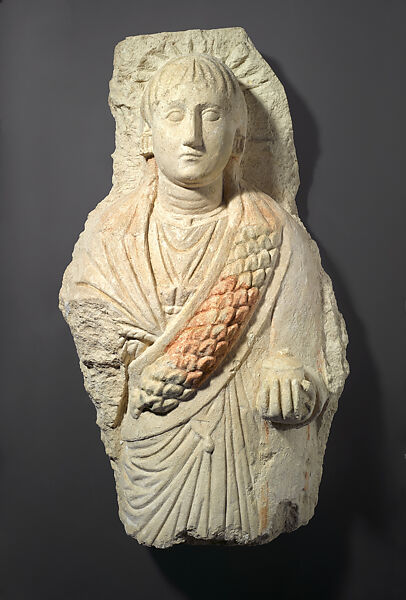 Funerary Figure of a Woman, Limestone, gesso, pigment, Coptic (Egypt)