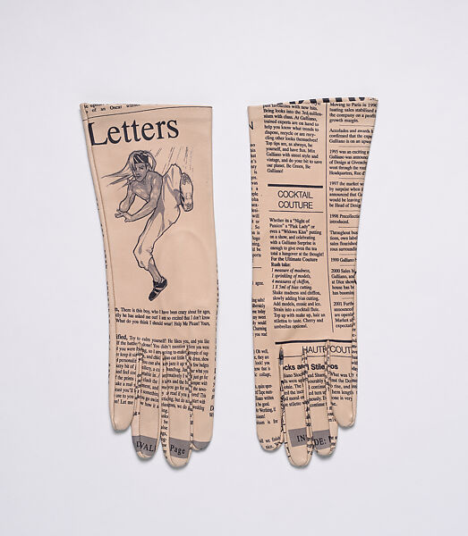 “Newsprint” gloves, John Galliano (British, born Gibraltar, 1960), leather, British 
