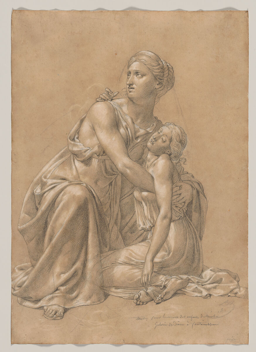 The Punishment of Niobe, Merry Joseph Blondel  French, Conté crayon and white chalk on buff paper